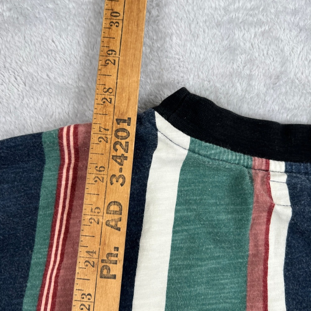 Guess Vertical Stripe Embroidered Logo T-Shirt M Multi Men Streetwear Retro - Picture 6 of 7